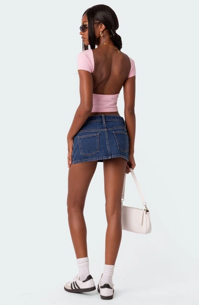 Edikted Bambi Open Back Crop T-shirt In Light-pink
