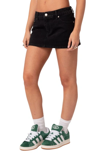 Edikted Spencer Nonstretch Denim Skirt In Black-washed
