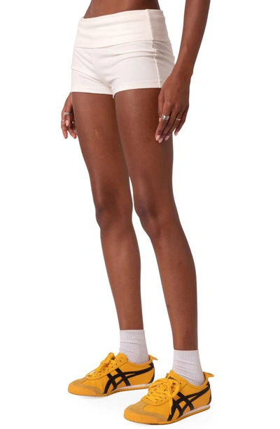 Edikted Foldover Shorts In White
