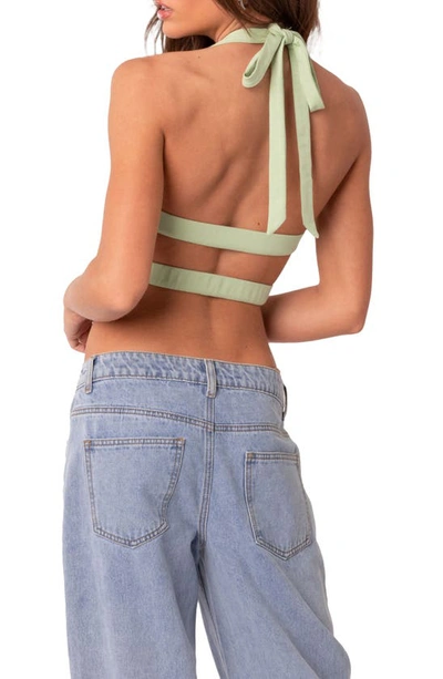 Edikted Cady Cutout Crop Halter Top In Green