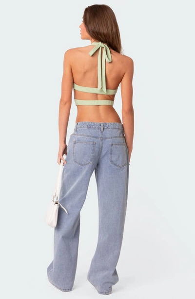 Edikted Cady Cutout Crop Halter Top In Green
