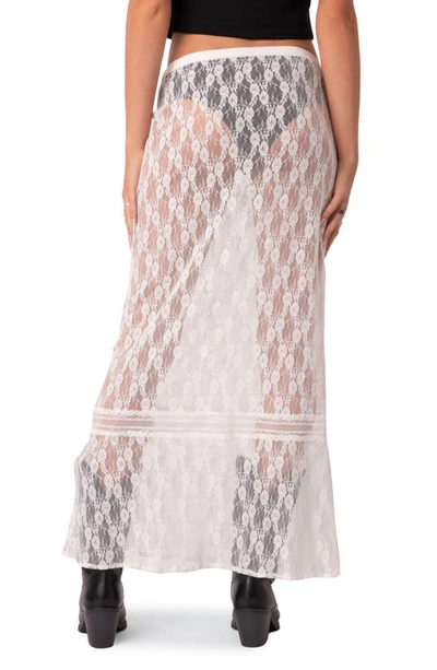 Edikted Sandra Sheer Lace Maxi Skirt In White