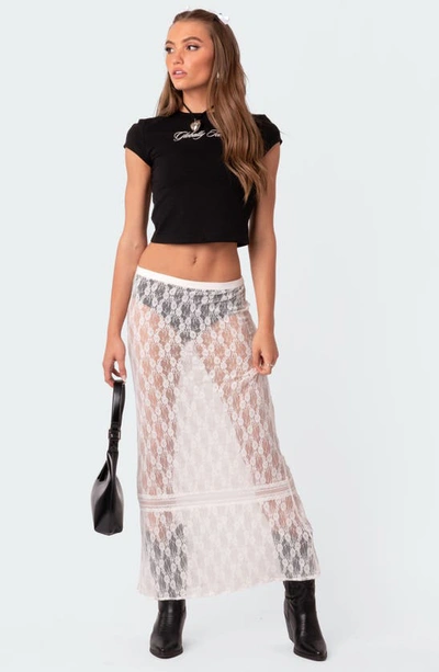 Edikted Sandra Sheer Lace Maxi Skirt In White