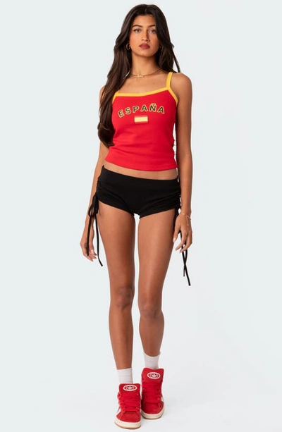 Edikted Spain Cotton Graphic Crop Tank In Red