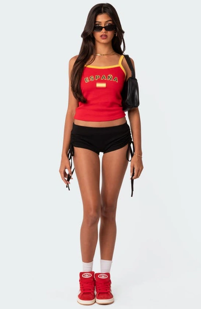 Edikted Spain Cotton Graphic Crop Tank In Red