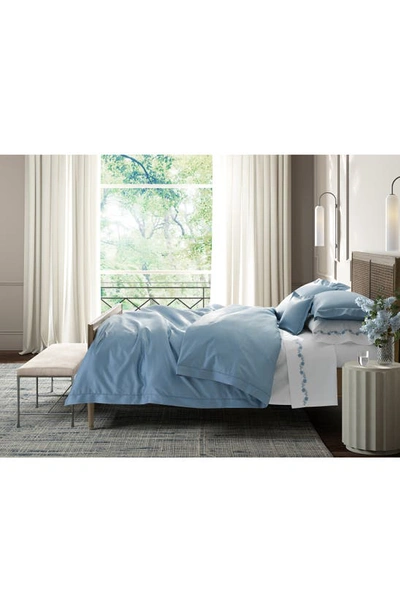 Shop Matouk Talitha Cotton Sateen Duvet Cover In Hazy Blue