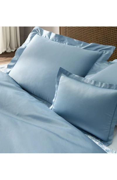 Shop Matouk Talitha Cotton Sateen Duvet Cover In Hazy Blue