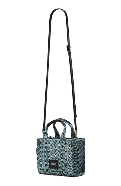 Marc Jacobs The Bleached Monogram Denim Micro Tote Bag In Sun Faded Denim