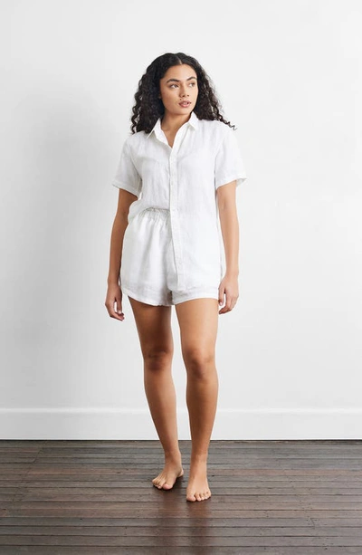 Shop Bed Threads Linen Shorts In White Tones