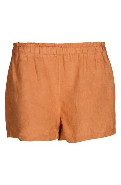 Shop Bed Threads Linen Shorts In Orange Tones
