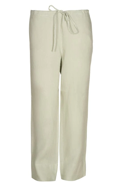 Shop Bed Threads Linen Lounge Pants In Light Green Tones
