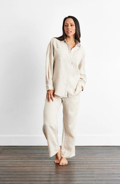 Shop Bed Threads Linen Lounge Pants In Ivory Tones