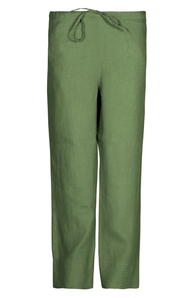 Shop Bed Threads Linen Lounge Pants In Green Tones