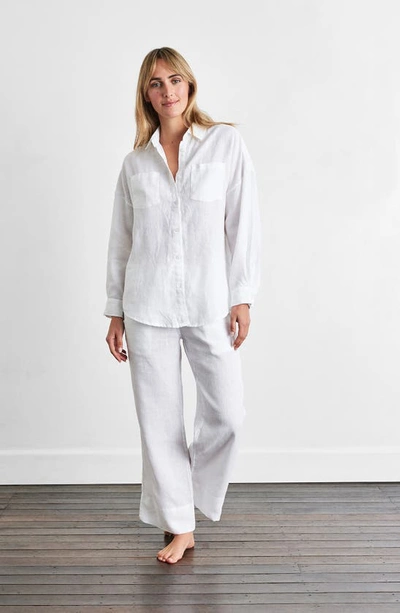 Shop Bed Threads Linen Lounge Pants In White Tones