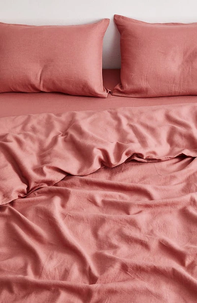 Shop Bed Threads Set Of 2 French Linen Pillowcases In Pink Tones