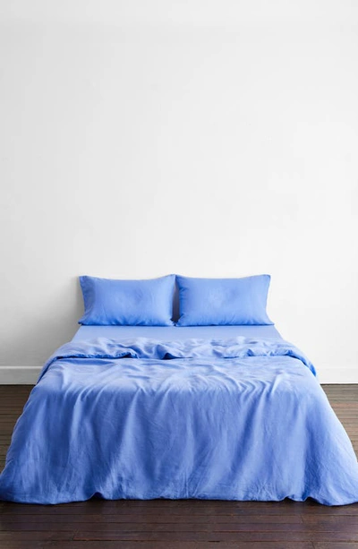 Shop Bed Threads Set Of 2 French Linen Pillowcases In Blue Tones