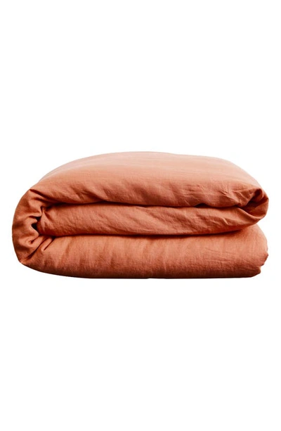 Shop Bed Threads Linen Duvet Cover In Coral Tones
