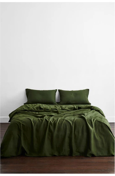 Shop Bed Threads Linen Duvet Cover In Green Tones
