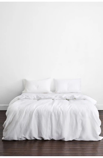 Shop Bed Threads Linen Duvet Cover In White Tones
