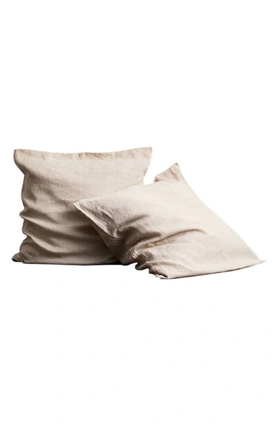 Shop Bed Threads Set Of 2 French Linen Euro Pillowcases In Brown Tones