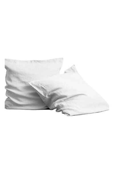 Shop Bed Threads Set Of 2 French Linen Euro Pillowcases In White Tones