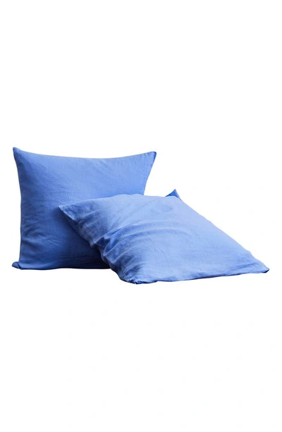 Shop Bed Threads Set Of 2 French Linen Euro Pillowcases In Blue Tones