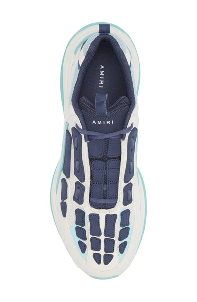 Shop Amiri Bone Runner Running Shoe In Blue-nubuck/ Mesh/ Leather