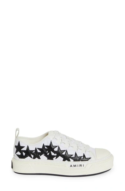 Shop Amiri Stars Court Low Sneaker In White/ Black-canvas / Leather