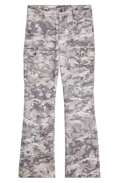 Shop Amiri M65 Camouflage Print Kick Flare Leg Cargo Jeans In Green Camo