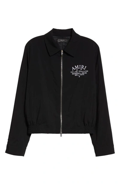 Shop Amiri Arts District Wool Blend Blouson Jacket In Black