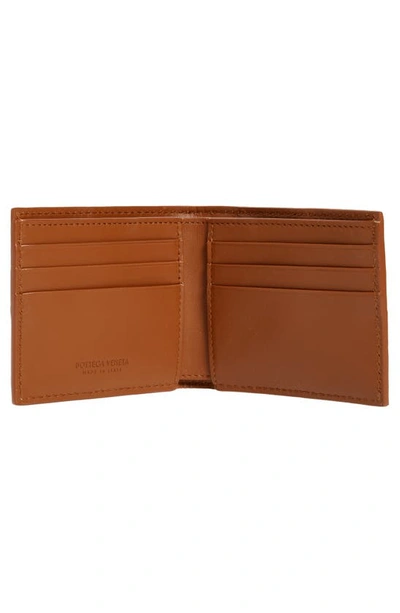 Shop Bottega Veneta Cassette Intreccio Leather Bifold Wallet In 2632 Wood-natural/ Wood-s