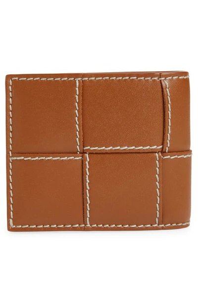Shop Bottega Veneta Cassette Intreccio Leather Bifold Wallet In 2632 Wood-natural/ Wood-s