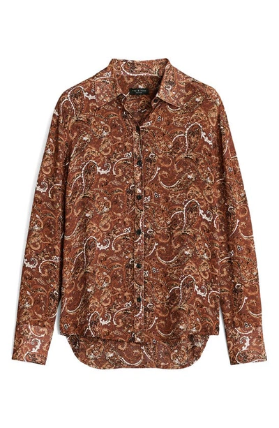 Shop Rag & Bone Antonia Paisley Button-up Shirt In Brown Multi