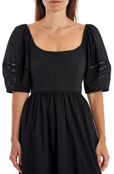 Shop La Ligne Lulu Eyelet Detail Cotton Dress In Black