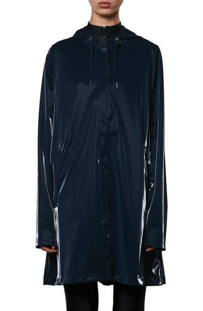 Shop Rains Trapeze Waterproof & Windproof Hooded Rain Jacket In Ink