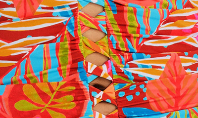 Shop Bleu By Rod Beattie The Heat Is On Halter Mio One-piece Swimsuit In Orange Multi
