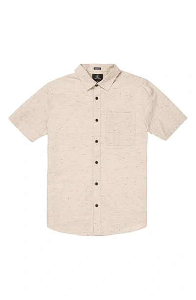Volcom Date Knight Short Sleeve Button-up Shirt In Beige | ModeSens