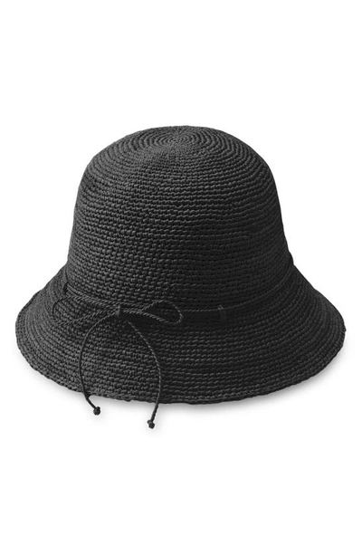 Shop Helen Kaminski Rosie Packable Raffia Bucket Hat In Charcoal