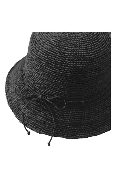 Shop Helen Kaminski Rosie Packable Raffia Bucket Hat In Charcoal