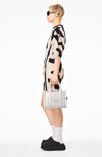 Shop Marc Jacobs The Crinkle Leather Small Tote Bag In White