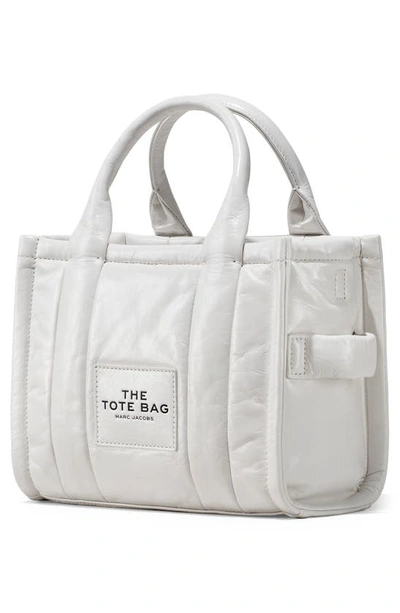 Shop Marc Jacobs The Crinkle Leather Small Tote Bag In White