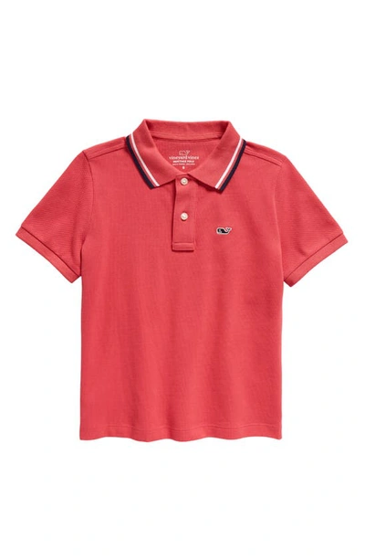 Shop Vineyard Vines Kids' Tipped Cotton Piqué Polo In Sailors Red