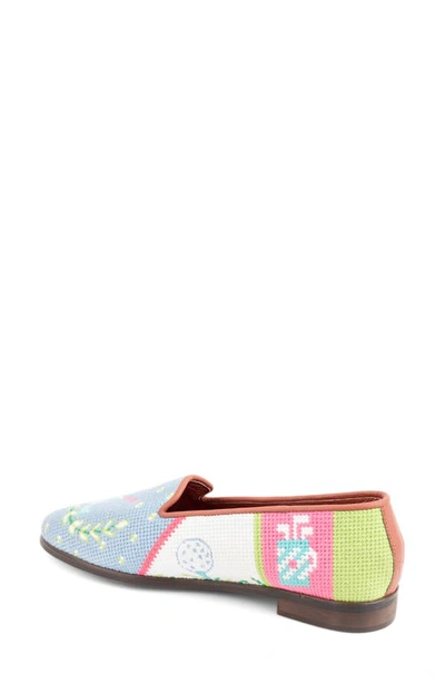 Shop Bypaige Needlepoint Golf Flat In Blue Multi