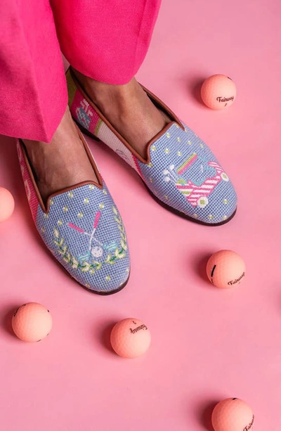 Bypaige Needlepoint Golf Flat In Blue Multi