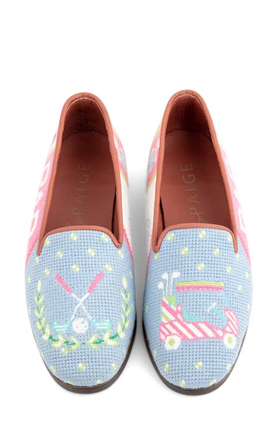 Bypaige Needlepoint Golf Flat In Blue Multi