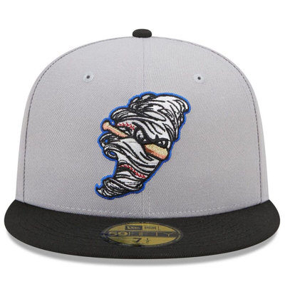 New Era Men's Gray, Black Omaha Storm Chasers Marvel X Minor League 59fifty  Fitted Hat In Gray,black