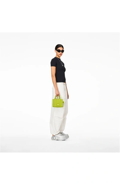 Shop Marc Jacobs The Crinkle Leather Mini Tote Bag In Acid Lime
