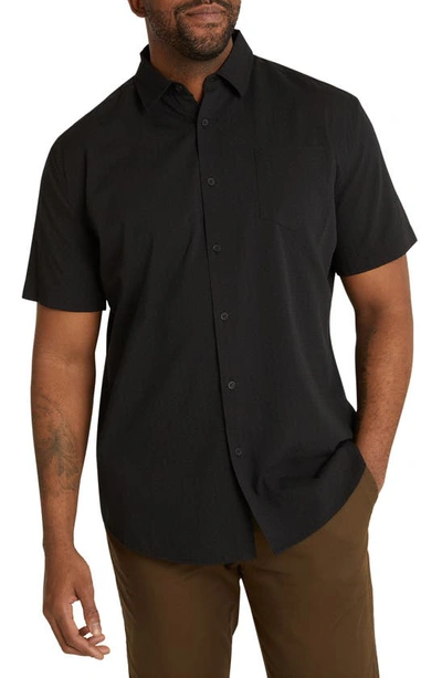 Shop Johnny Bigg Hugo Solid Short Sleeve Button-up Shirt In Black