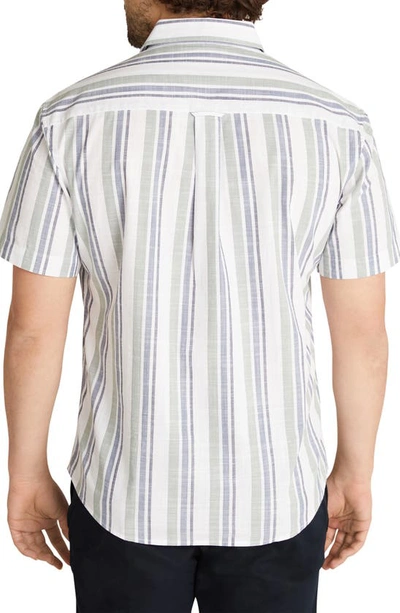 Shop Johnny Bigg Portland Stripe Short Sleeve Button-up Shirt In Sage