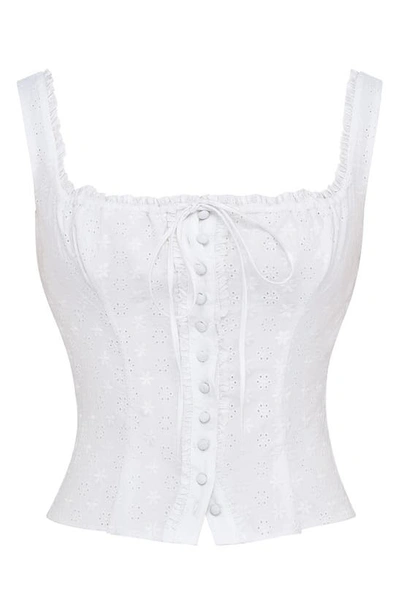 Shop House Of Cb Juana Broderie Anglaise Corset Top In Ivory